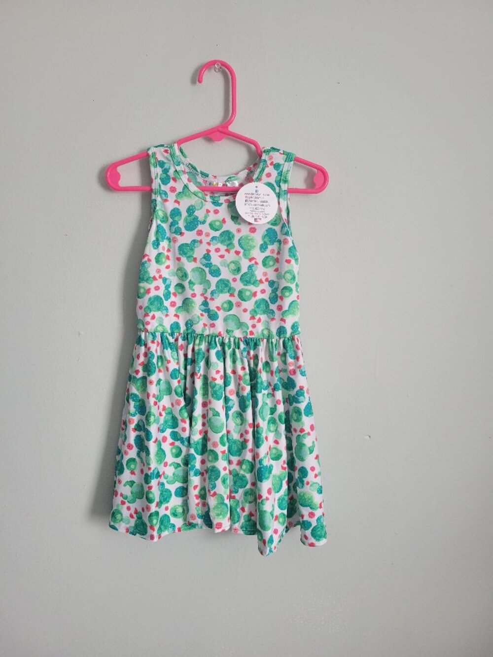 Dot Dot Smile Dress Girl's 2T Toddler Green Cactus Blossoms Twirl Tank NWT